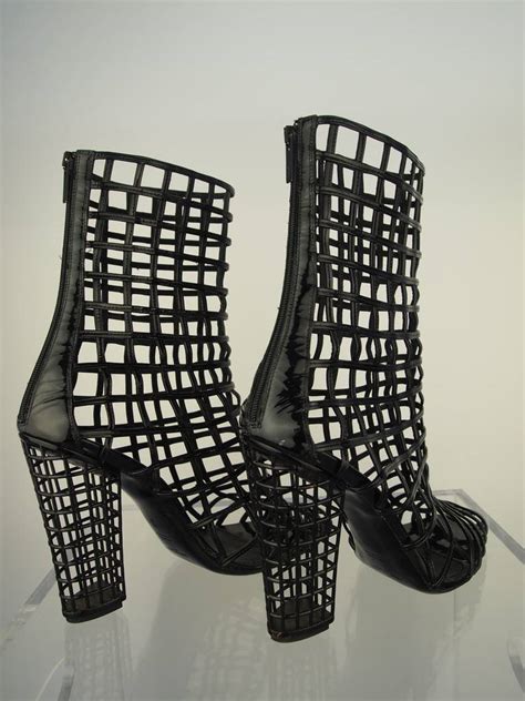 Yves Saint Laurent Patent Cage Booties 